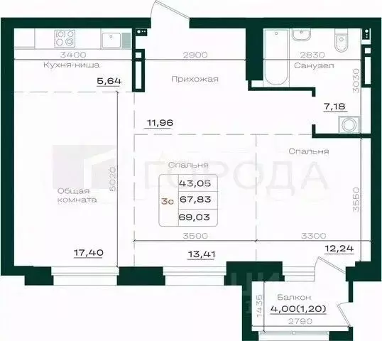 3-к кв. Алтайский край, Барнаул просп. Строителей, 18к1 (70.0 м) - Фото 1