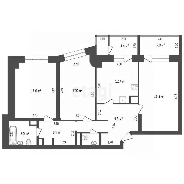 3-к кв. Ямало-Ненецкий АО, Губкинский 14-й мкр, 20 (94.1 м) - Фото 1