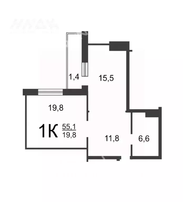 1-к кв. Нижегородская область, Нижний Новгород ул. Белинского, 11/66 ... - Фото 2