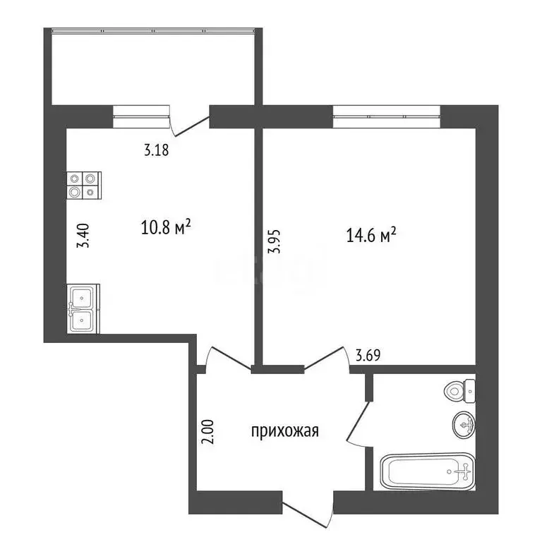 1-комнатная квартира: Вологда, улица Гагарина, 80Ак2 (35.9 м) - Фото 0