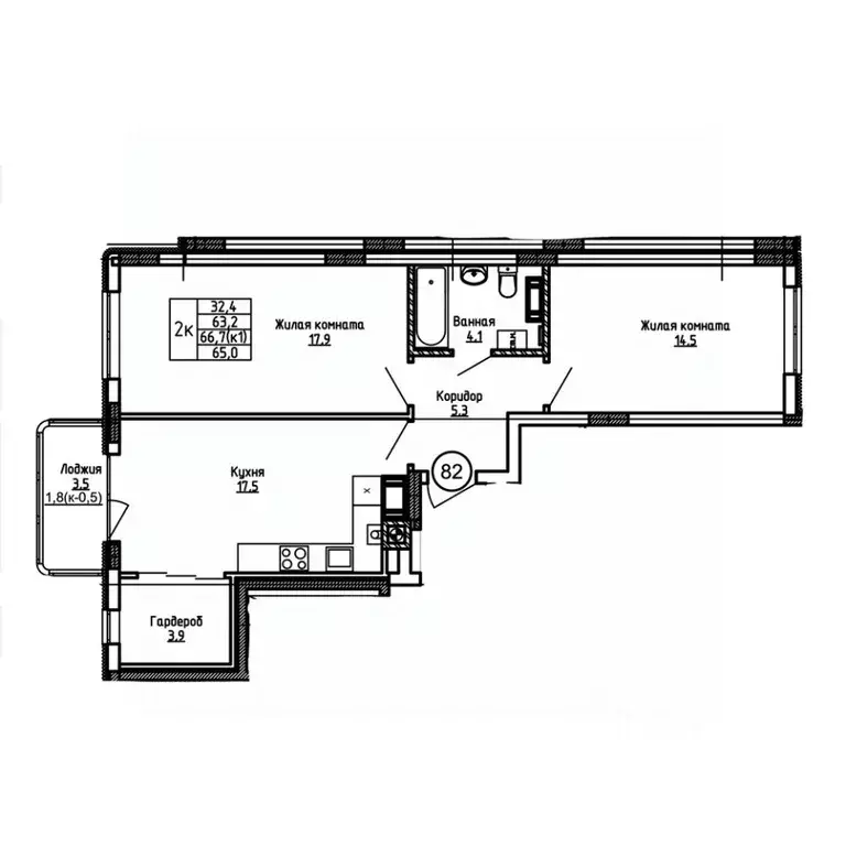 2-к кв. Калининградская область, Калининград ул. 1-я Большая окружная ... - Фото 0