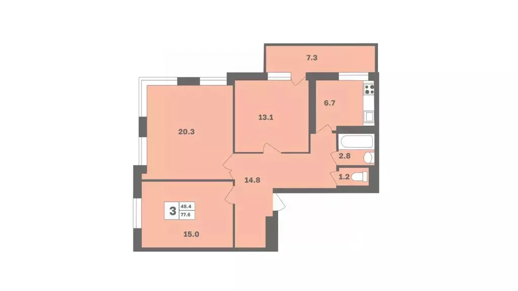 3-к кв. Башкортостан, Уфа Дагестанская ул., лит11 (77.6 м) - Фото 1