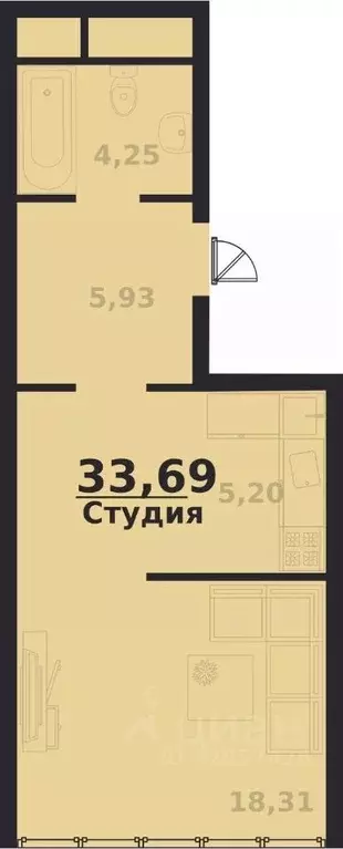 1-к кв. Ульяновская область, Ульяновск просп. Генерала Тюленева, 32к2 ... - Фото 0