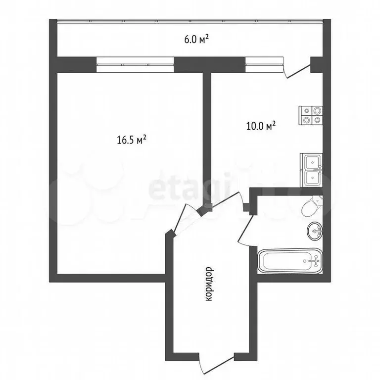 1-к. квартира, 39,8 м, 9/9 эт. - Фото 0