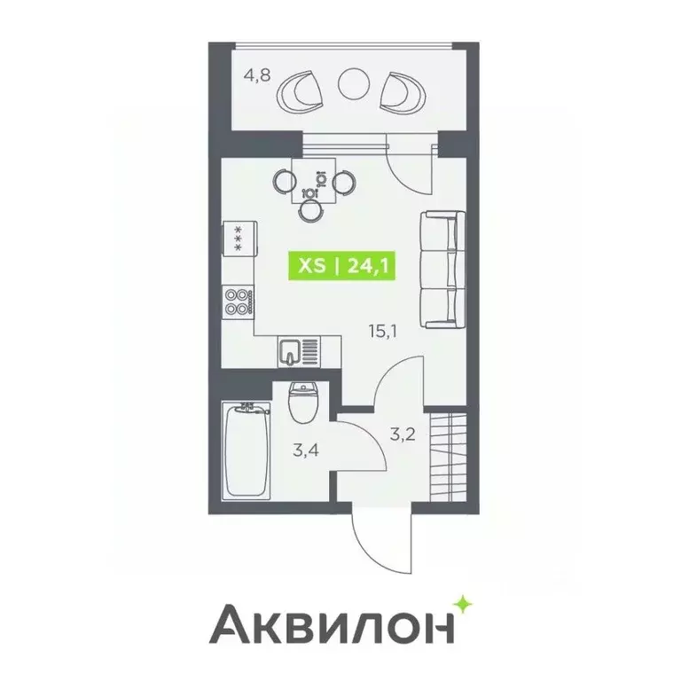 Студия Санкт-Петербург бул. Головнина, 4 (24.1 м) - Фото 1