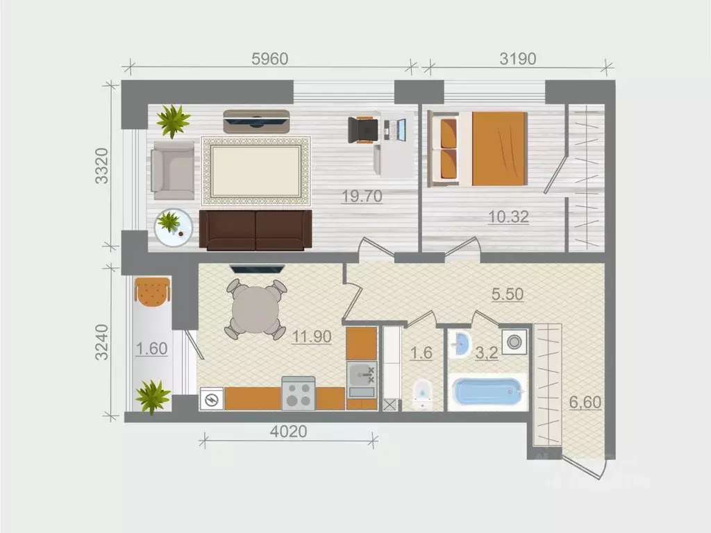 2-к кв. Ленинградская область, Ломоносовский район, Горбунковское ... - Фото 1