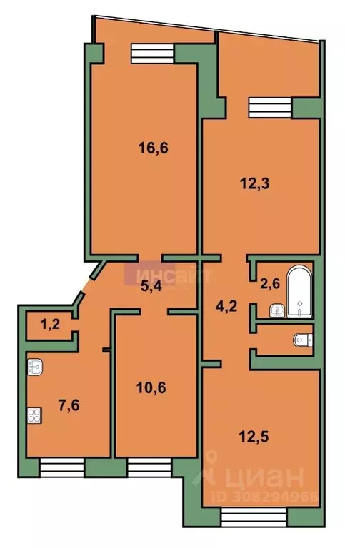 4-к кв. Рязанская область, Рязань ул. Новоселов, 60 (74.2 м) - Фото 0