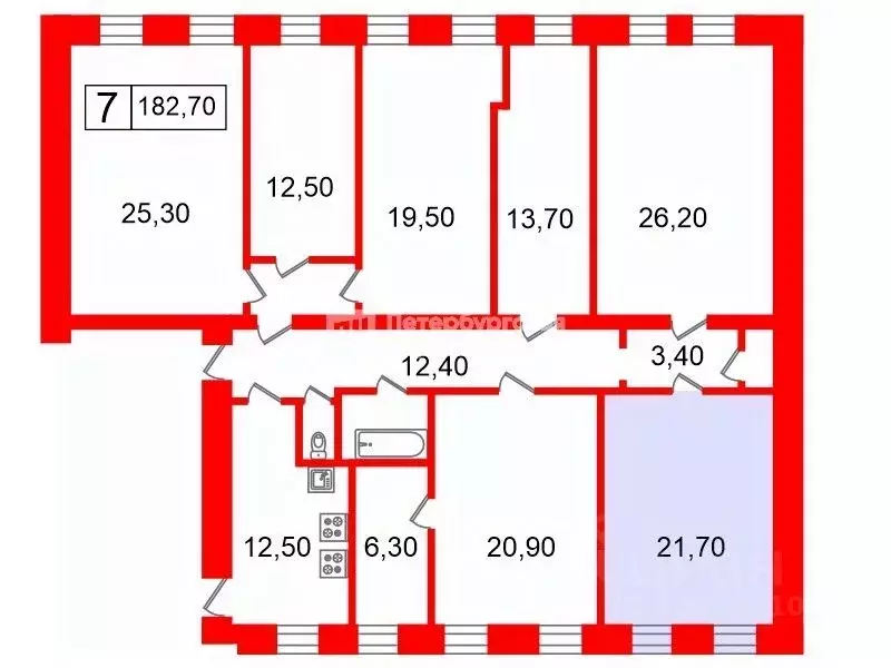 Комната Санкт-Петербург 17-я Васильевского острова линия, 32 (21.7 м) - Фото 2