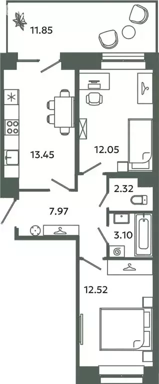 2-комнатная квартира: Новоселье, Аннинская улица, 4 (54.97 м) - Фото 1
