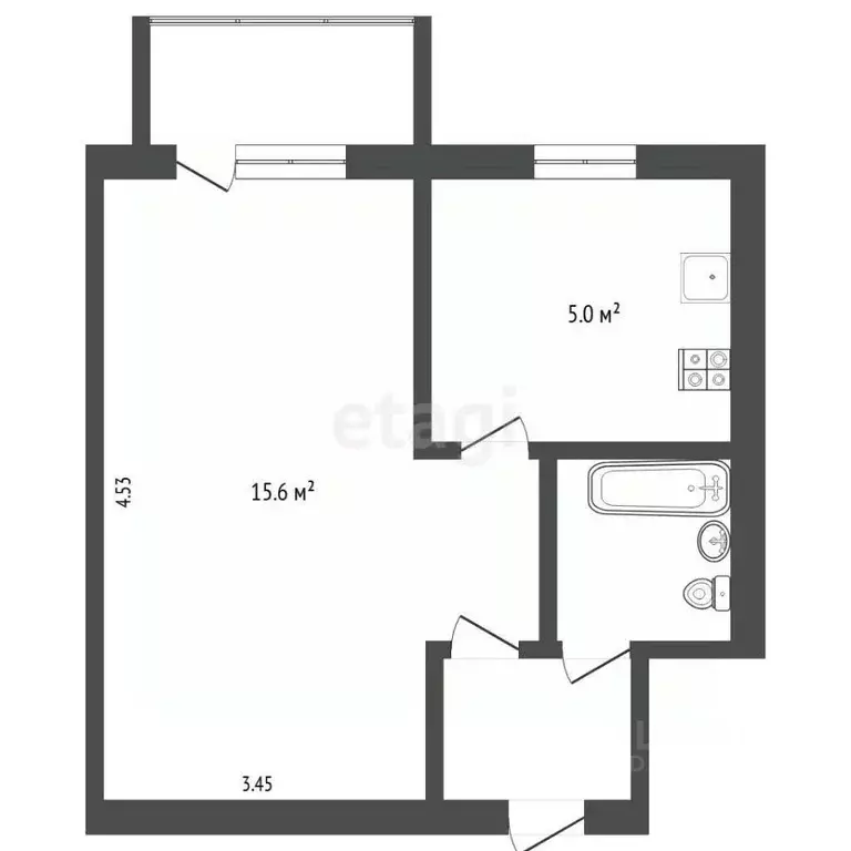1-к кв. Тюменская область, Тюмень Киевская ул., 68 (31.0 м) - Фото 2