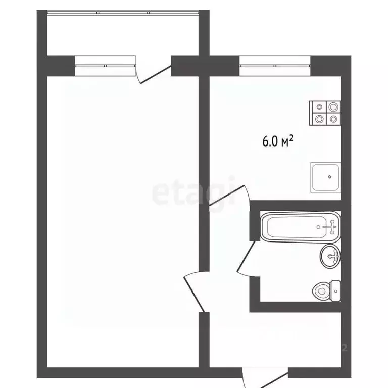 1-к кв. Забайкальский край, Чита ул. Энтузиастов, 53 (33.2 м) - Фото 2