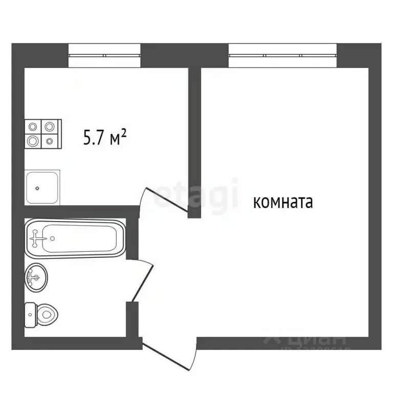 1-к кв. Омская область, Омск ул. 2-я Дачная, 20 (33.0 м) - Фото 1