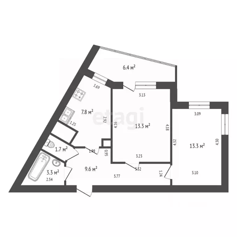 2-к кв. Санкт-Петербург просп. Маршала Жукова, 48к1 (55.0 м) - Фото 1