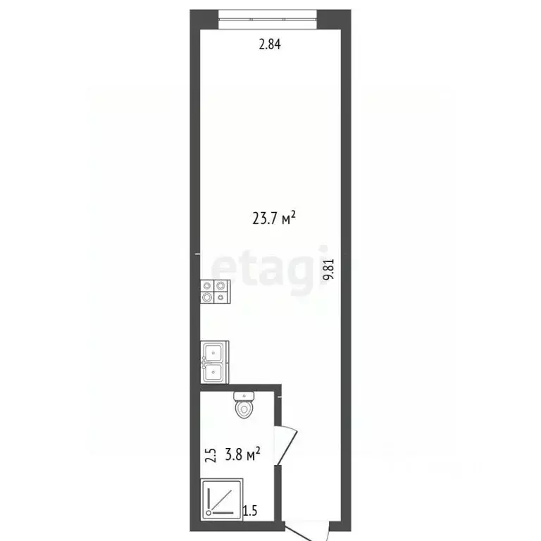 Студия Крым, Евпатория ул. Фрунзе, 20 (27.5 м) - Фото 2