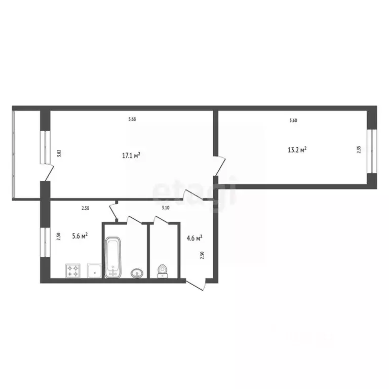 2-к кв. Красноярский край, Красноярск Одесская ул., 5 (48.2 м) - Фото 2