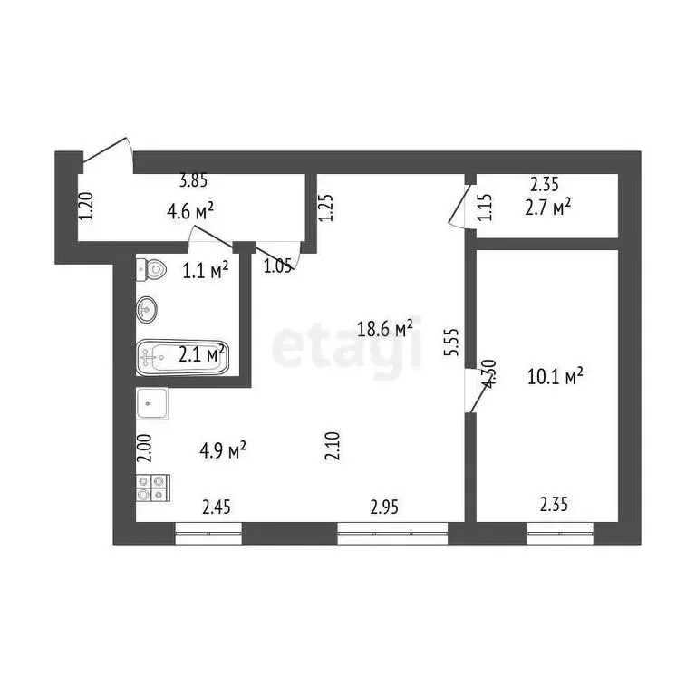 2-комнатная квартира: Ишим, улица Шаронова, 13А (44.1 м) - Фото 1