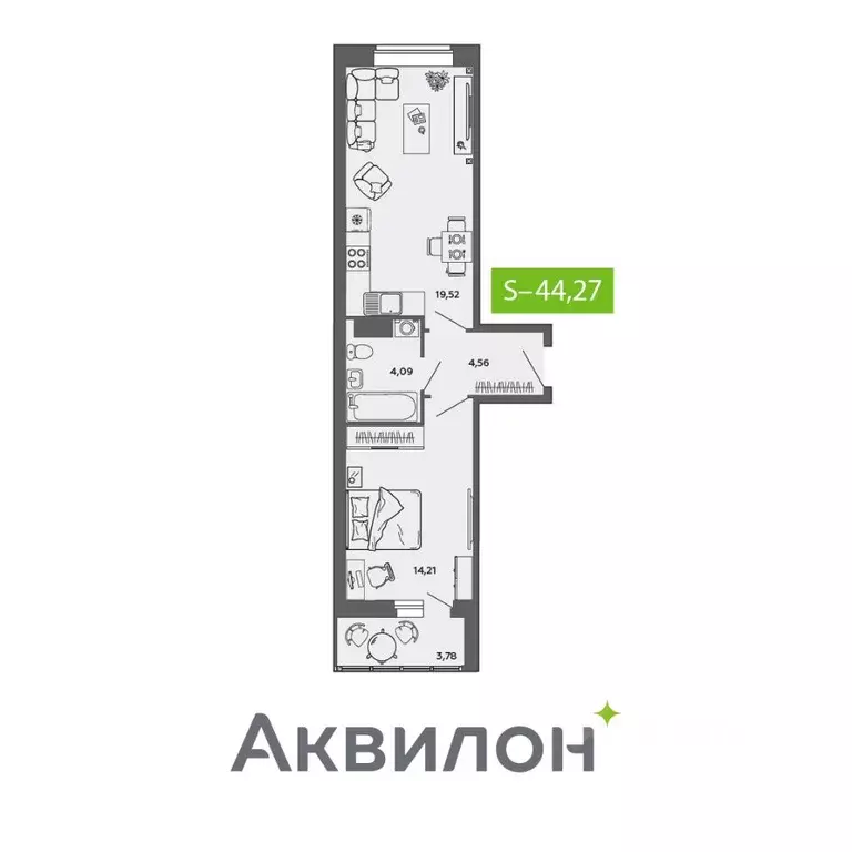 1-к кв. Архангельская область, Северодвинск ул. Мира, 5 (44.27 м) - Фото 0