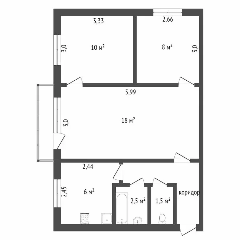 3-комнатная квартира: Ачинск, 8-й микрорайон, 2 (48.7 м) - Фото 1