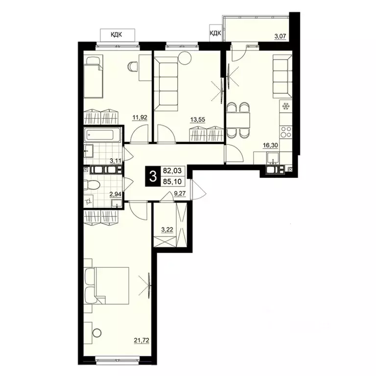 3-к кв. Самарская область, Самара АмГрад жилой комплекс (83.57 м) - Фото 0