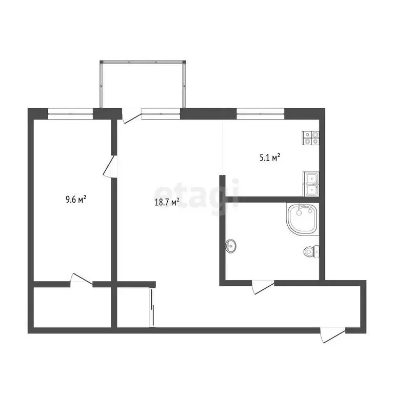 2-комнатная квартира: Тюмень, улица Мира, 33 (41.9 м) - Фото 1