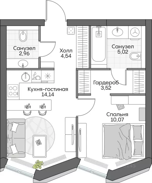 1-к кв. Москва Автозаводская ул., 24К1 (48.44 м) - Фото 0