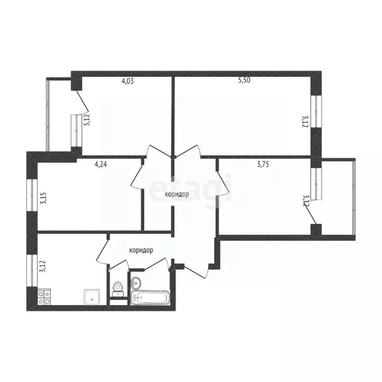 4-к кв. Белгородская область, Белгород ул. Есенина, 16 (85.0 м) - Фото 0