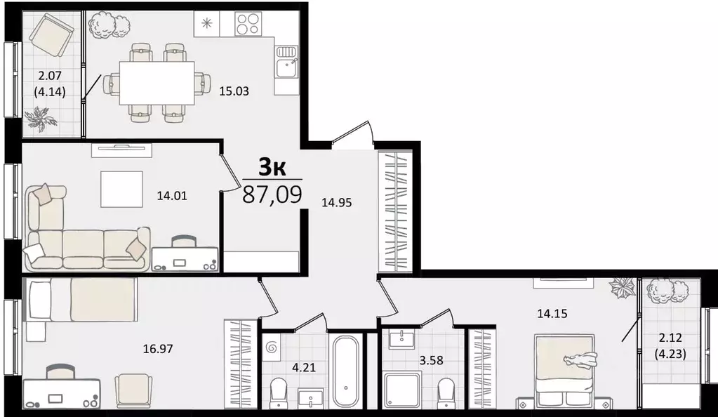 3-к кв. Краснодарский край, Краснодар Хлопчато-бумажный Комбинат мкр, ... - Фото 0