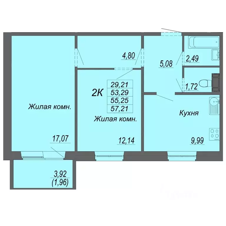 2-к кв. Хабаровский край, Хабаровск Южный мкр, ул. Рокоссовского ... - Фото 1