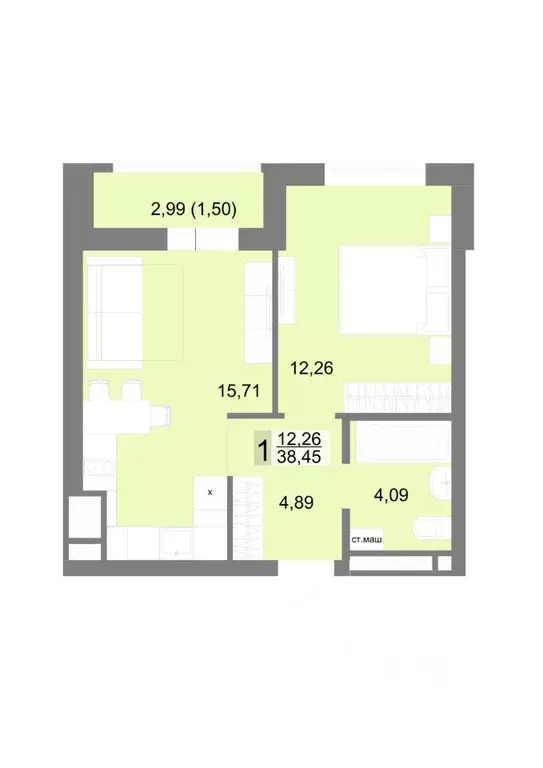 1-к кв. Свердловская область, Екатеринбург ул. Тенистая, 8с5 (38.45 м) - Фото 1