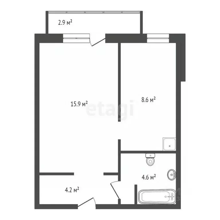 1-к кв. Красноярский край, Красноярск Соколовская ул., 54 (33.0 м) - Фото 1