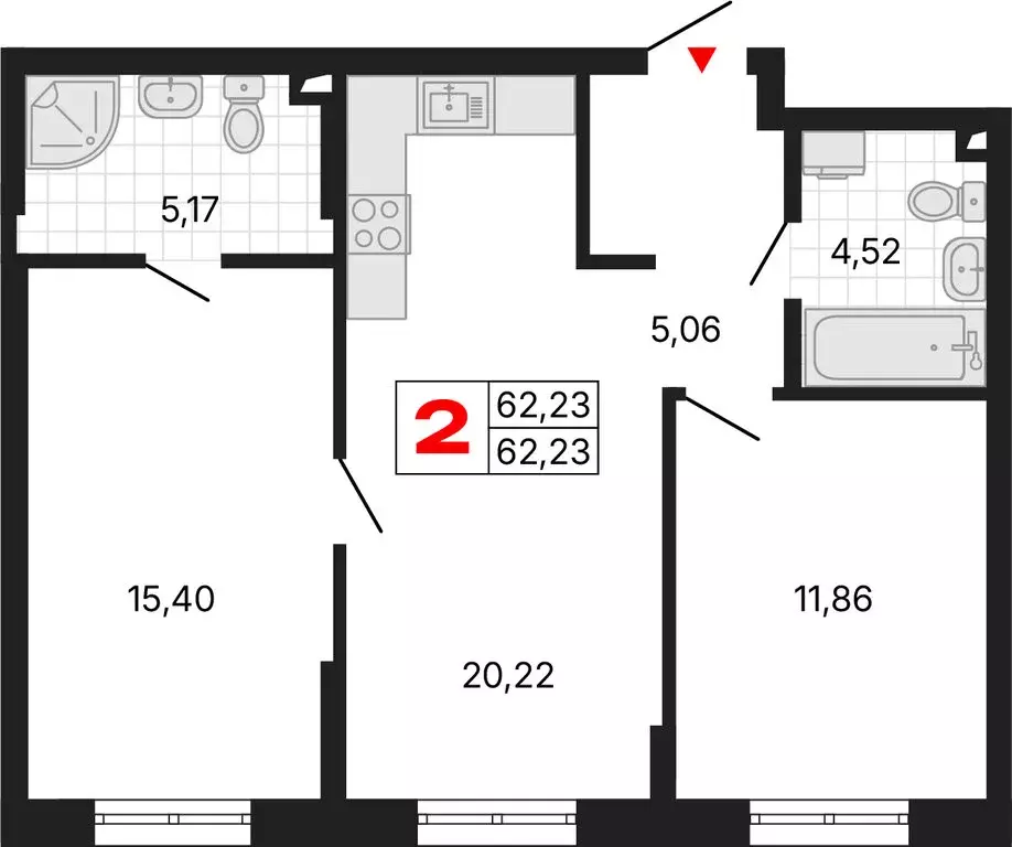 2-комнатная квартира: Екатеринбург, жилой район Втузгородок, ЖК Алиса ... - Фото 2