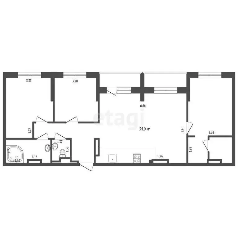 3-комнатная квартира: Тюмень, улица Тимирязева, 8к1 (95.6 м) - Фото 0