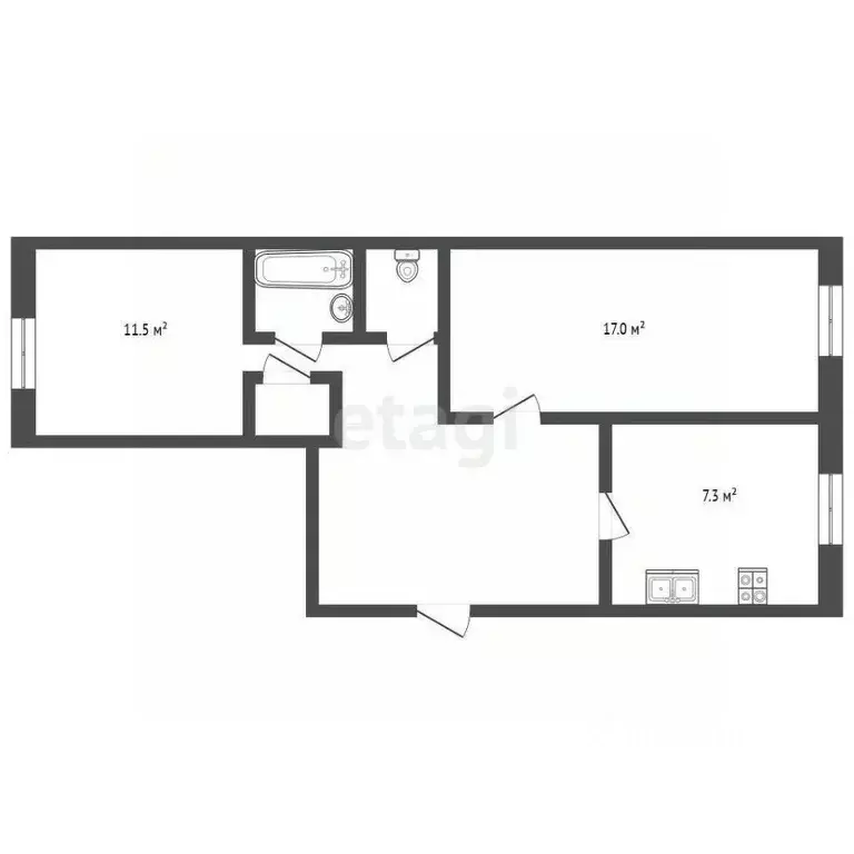 2-к кв. Вологодская область, Великий Устюг ул. Кузнецова, 18 (50.2 м) - Фото 1