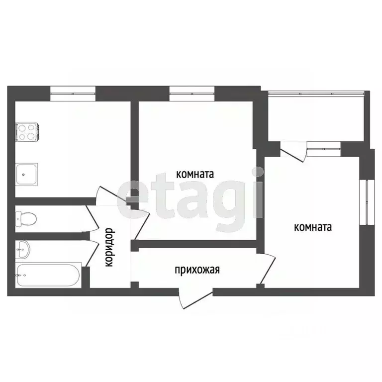 2-к кв. Челябинская область, Челябинск Комсомольский просп., 38 (48.8 ... - Фото 1