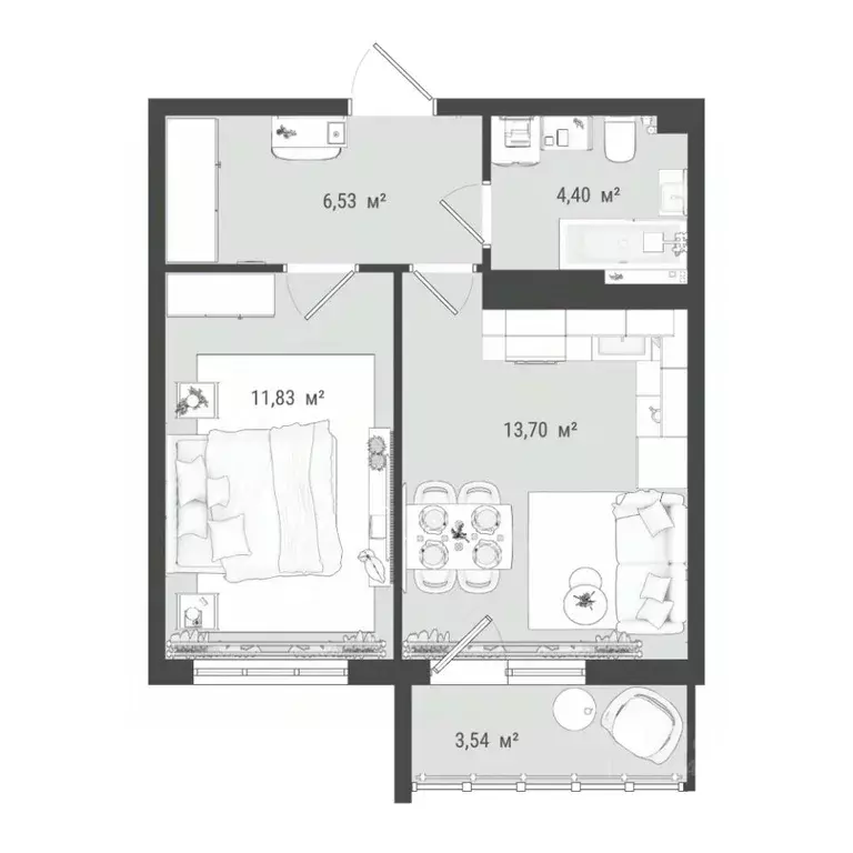 2-к кв. Томская область, Томск ул. Войкова, 51с7 (40.0 м) - Фото 0
