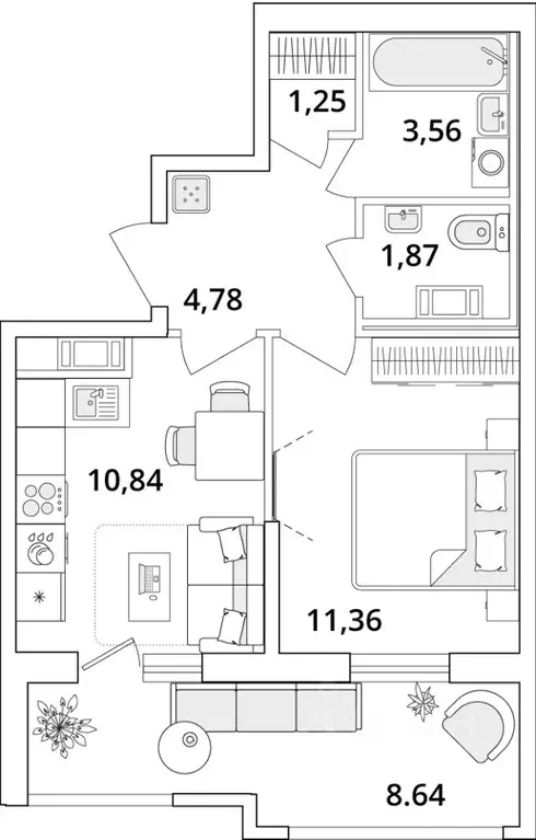 1-к кв. Санкт-Петербург Предпортовая тер.,  (37.98 м) - Фото 0