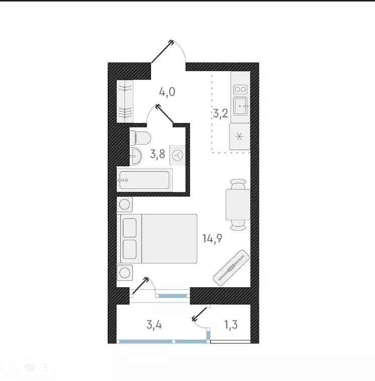 1-комнатная квартира: Новосибирск, улица Аэропорт, 49/2 (25.7 м) - Фото 0