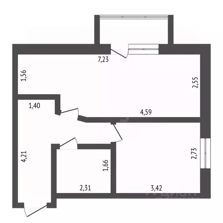 1-к кв. Амурская область, Шимановск Красноармейская ул., 37/14 (37.6 ... - Фото 2