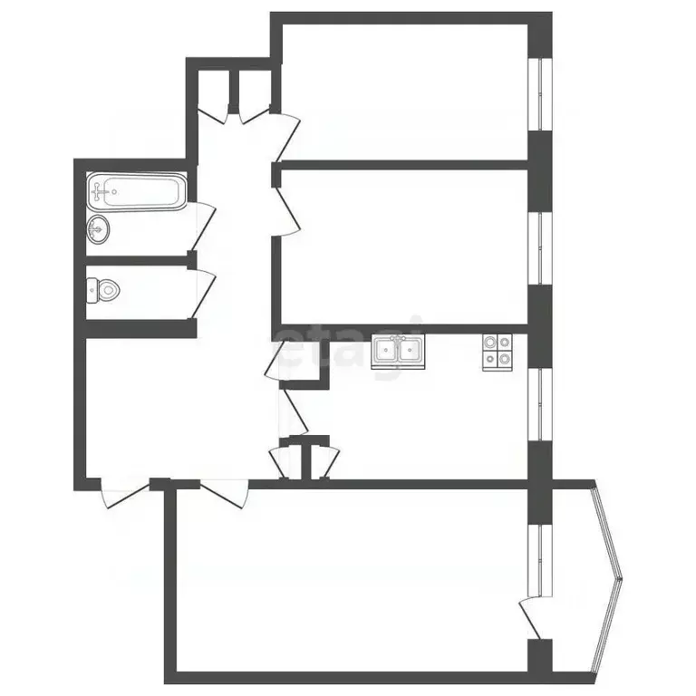 3-к кв. Саха (Якутия), Якутск ул. Дзержинского, 7/1 (62.2 м) - Фото 2