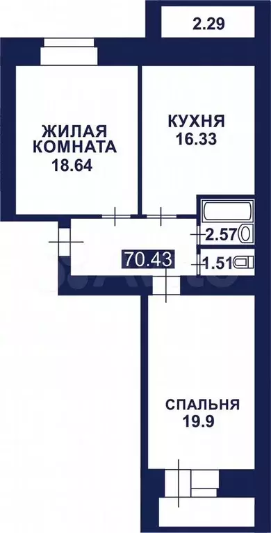 2-к. квартира, 71 м, 6/10 эт. - Фото 0