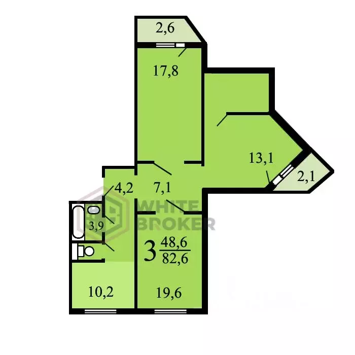 3-к кв. Москва Белореченская ул., 12 (82.6 м) - Фото 0