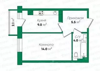 1-к кв. Кировская область, Киров Московская ул., 201 (32.5 м) - Фото 1