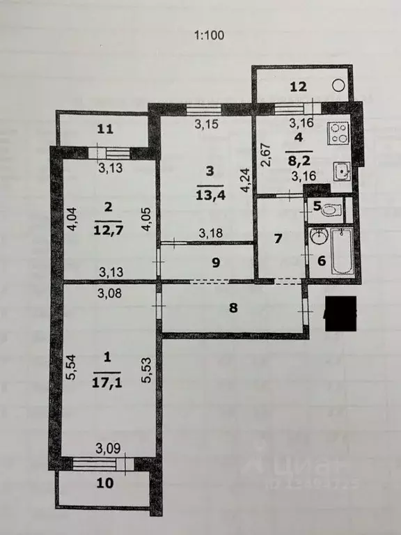 3-к кв. Белгородская область, Белгород ул. Есенина, 50б (71.0 м) - Фото 1