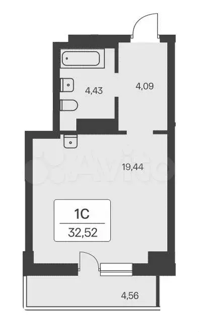 Квартира-студия, 33,4 м, 18/27 эт. - Фото 0