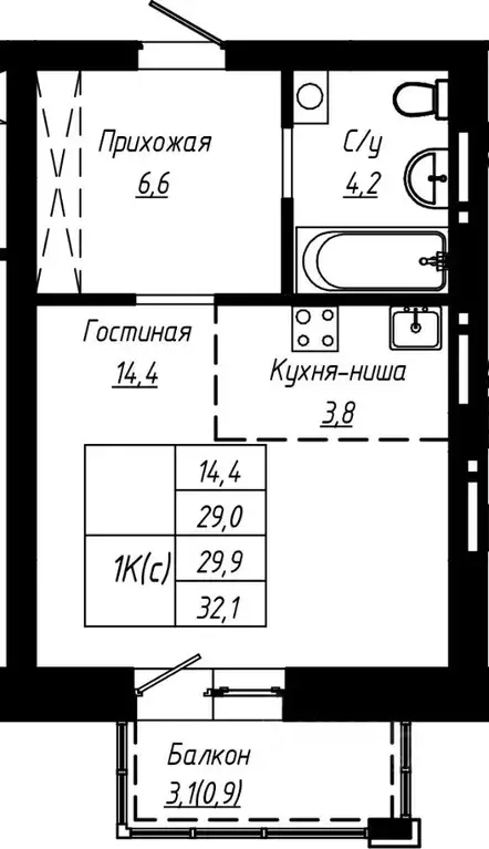 1-к кв. Алтайский край, Барнаул ул. Чернышевского, 189к3 (29.9 м) - Фото 0