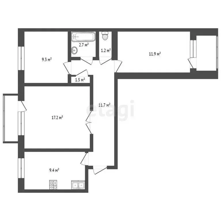 3-комнатная квартира: Печоры, Вокзальная улица, 14 (65.1 м) - Фото 0