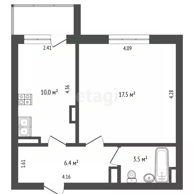 1-к кв. Ямало-Ненецкий АО, Новый Уренгой Восточный мкр, 5/8 (38.7 м) - Фото 2