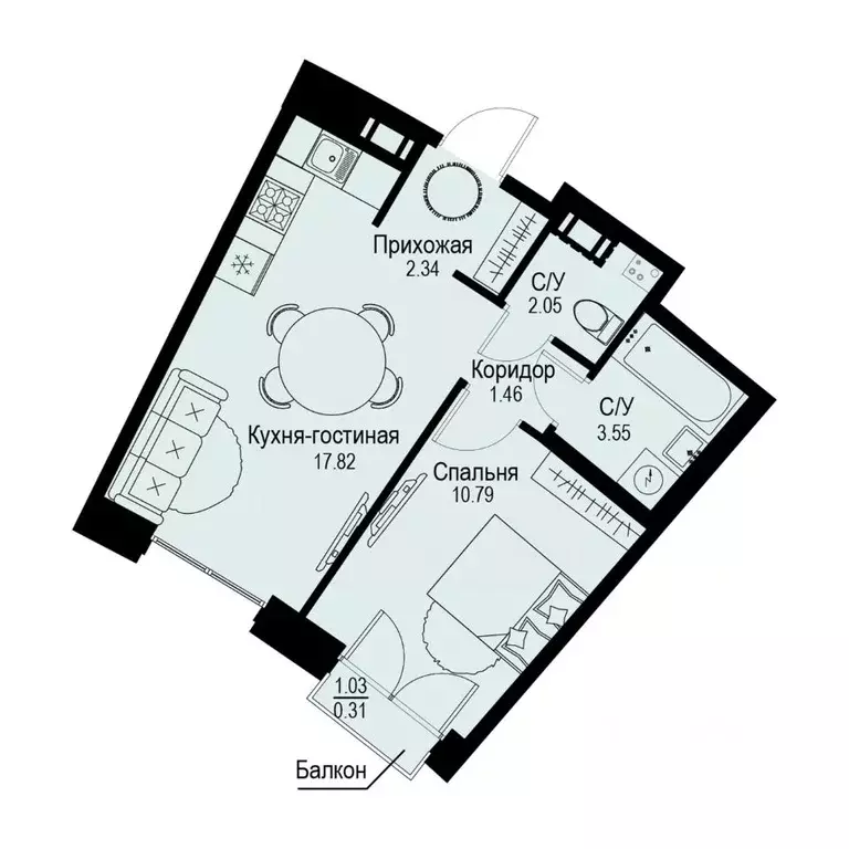 1-к кв. Санкт-Петербург ул. Профессора Попова, 38 (38.32 м) - Фото 0
