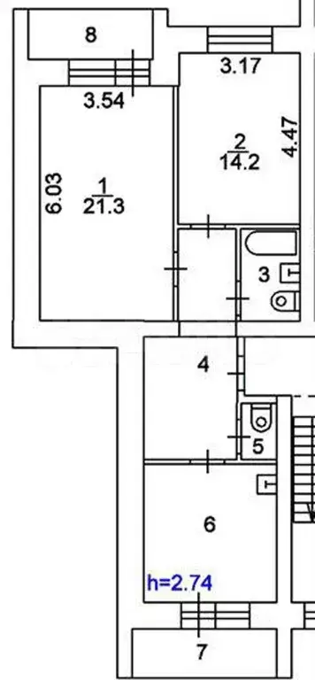 2-к. квартира, 73 м, 3/5 эт. - Фото 0