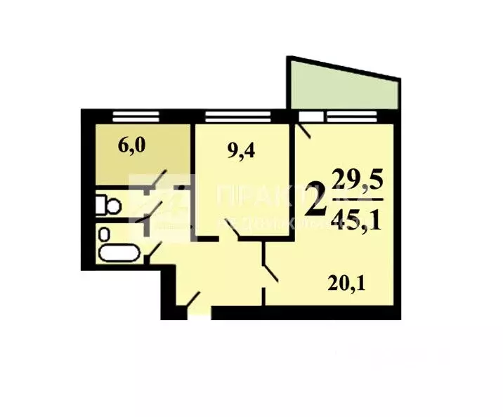 2-к кв. Москва проезд Шокальского, 36К2 (46.0 м) - Фото 1